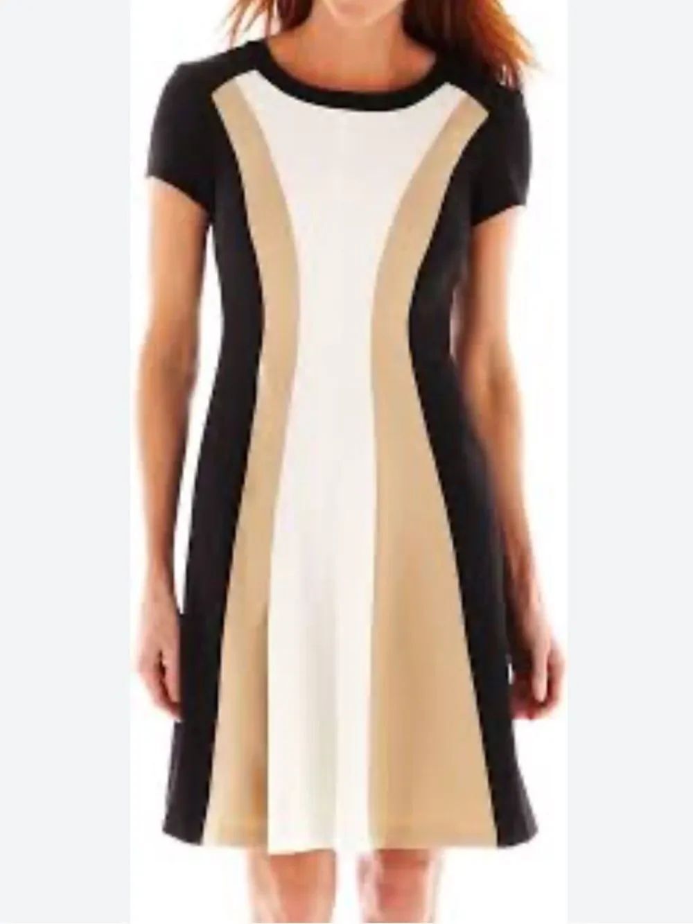 Rachel Zoe Black, Taupe & White Colorblock Mini Dress